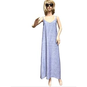 Artsan NY Blue Linen Strappy Maxy Dress, XS